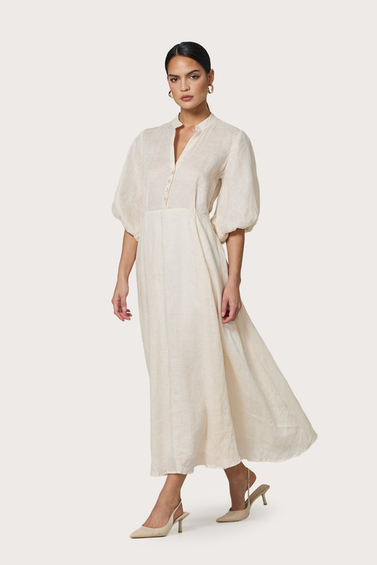 KENNY LINEN MAXI DRESS - IVORY