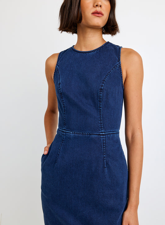 ZIP BACK MAXI DRESS - MIDNIGHT ARTIC WASH