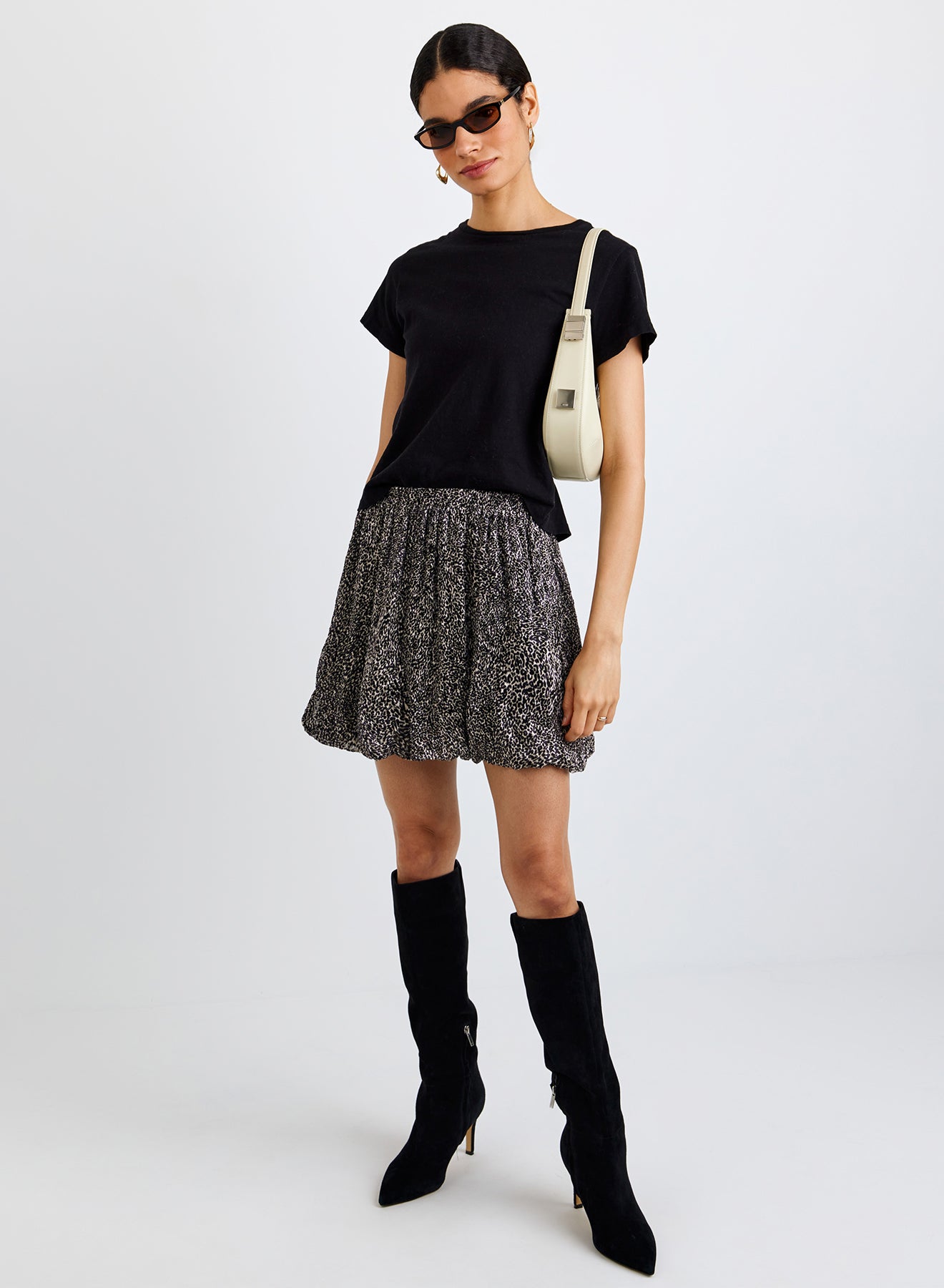 SOFT BUBBLE SKIRT - SILVER LEOPARD