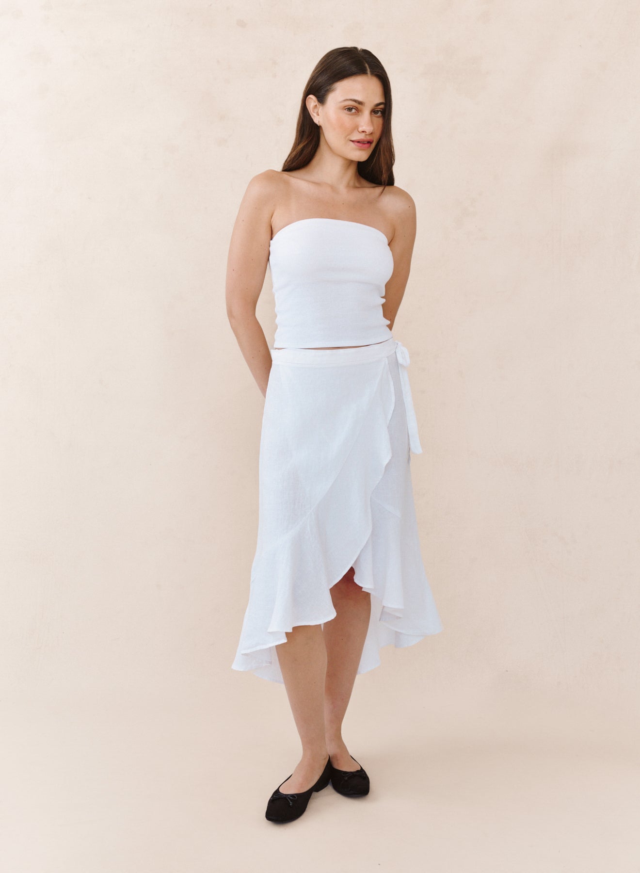 RUFFLE WRAP SKIRT - WHITE