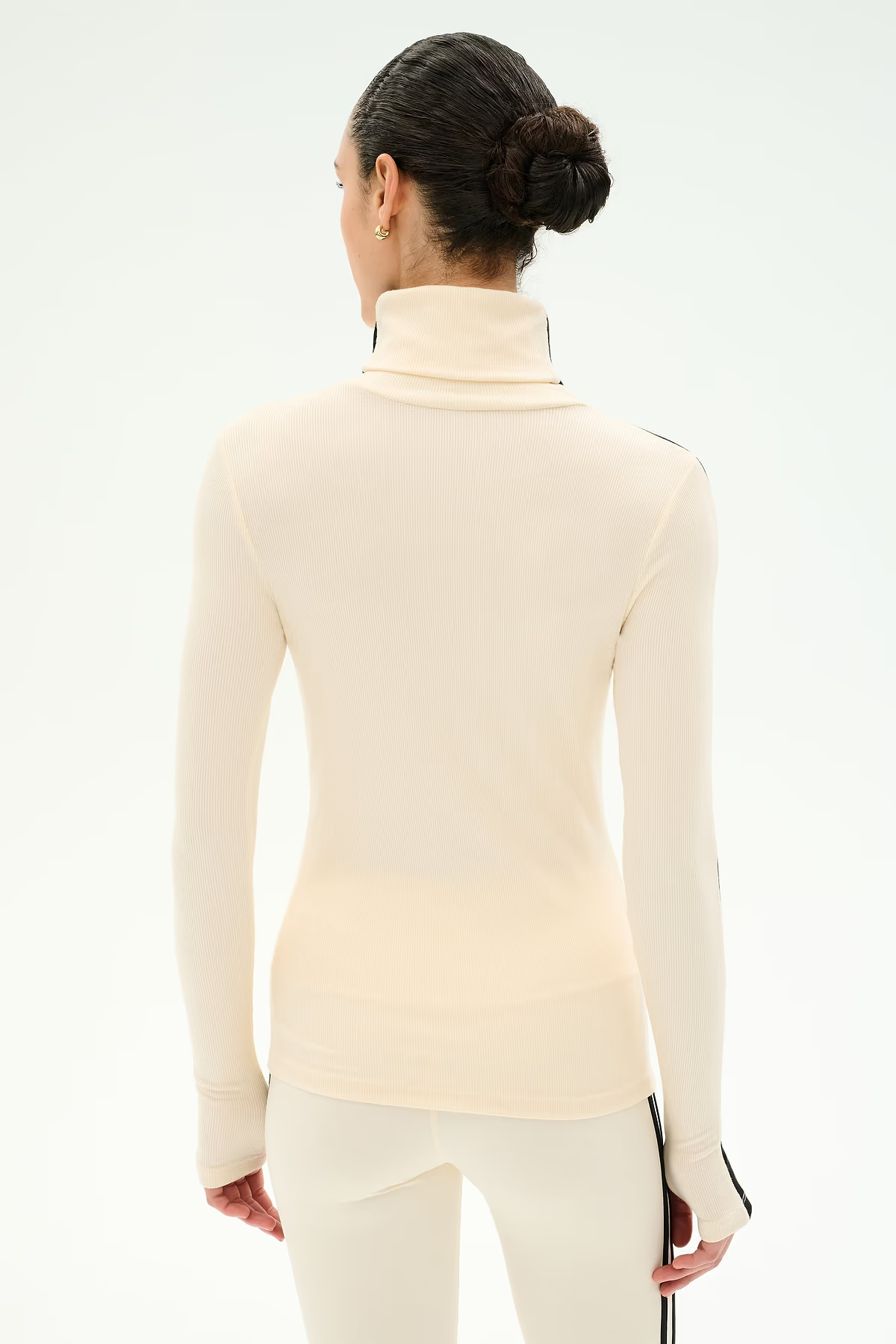 JACKSON RIB FULL LENGTH TURTLENECK - CREME/BLACK
