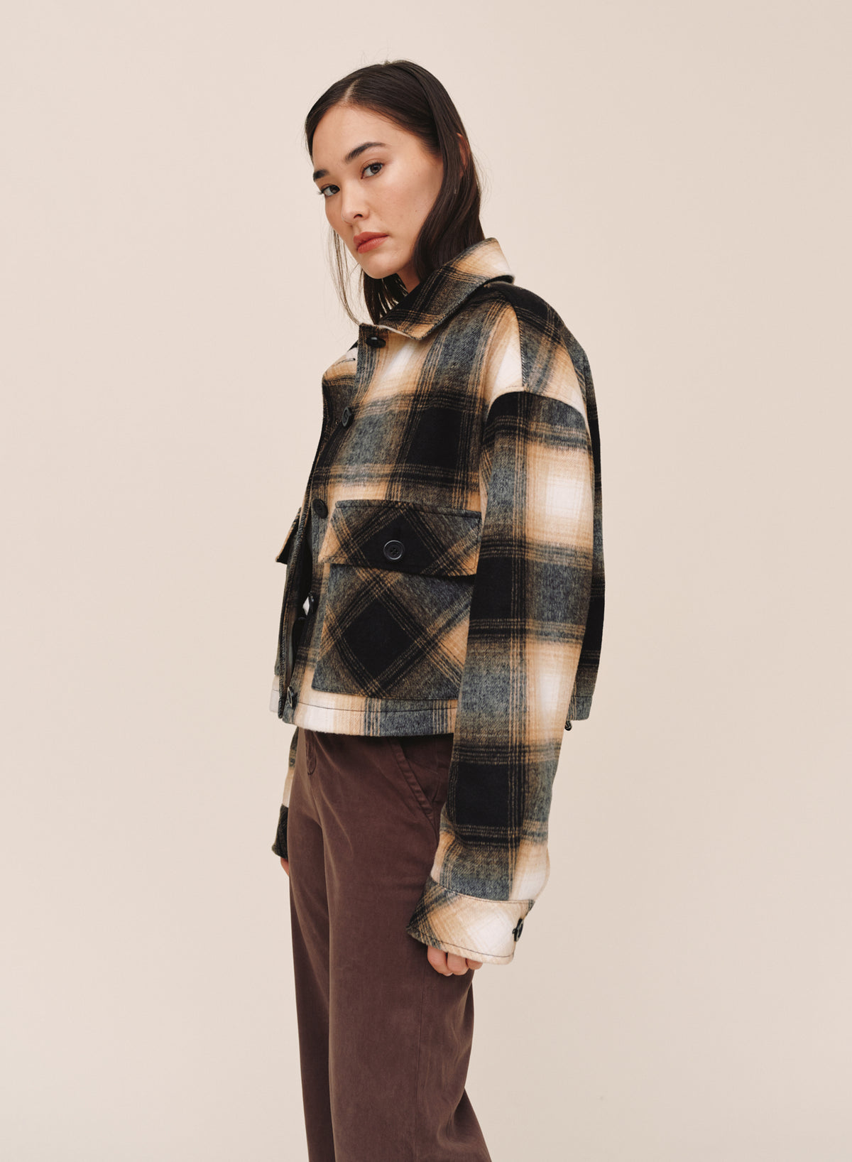 FLAP POCKET JACKET - AMBER PLAID