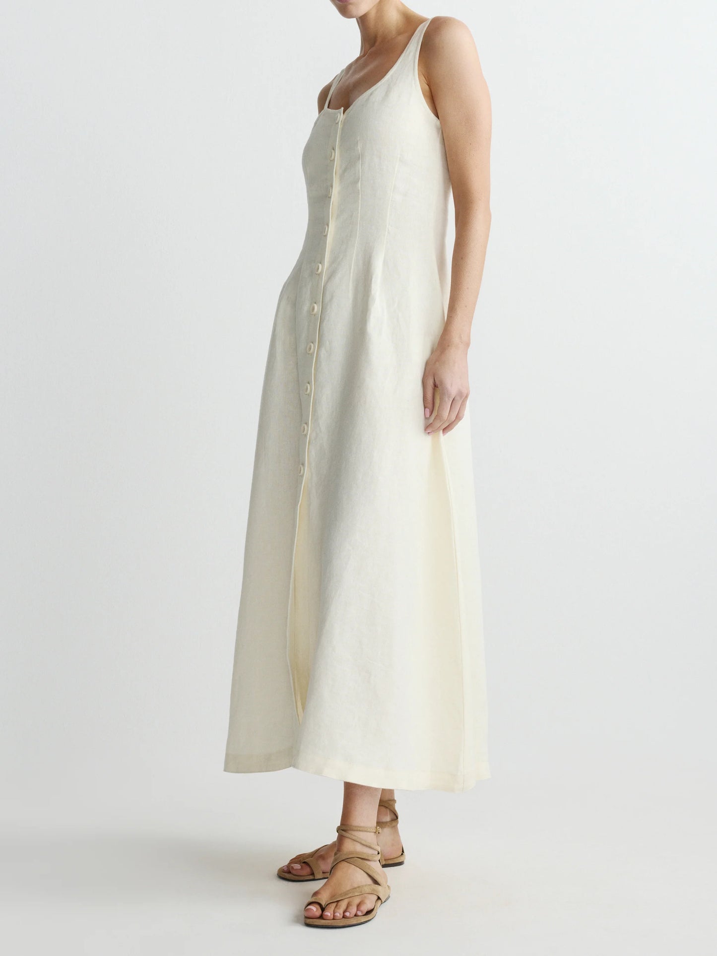 MONTAUK DRESS SLEEVLESS - CREMA LINEN