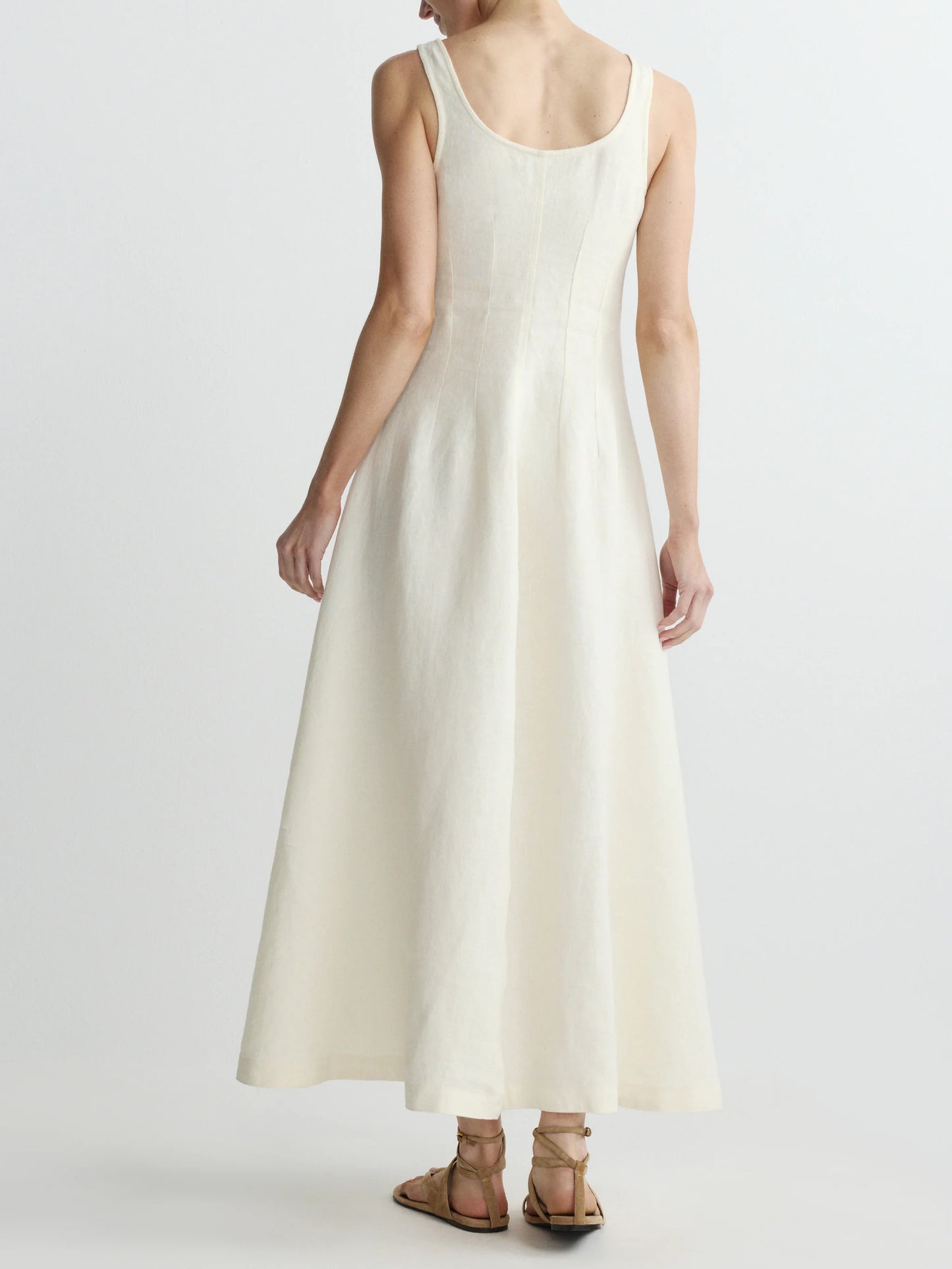 MONTAUK DRESS SLEEVLESS - CREMA LINEN
