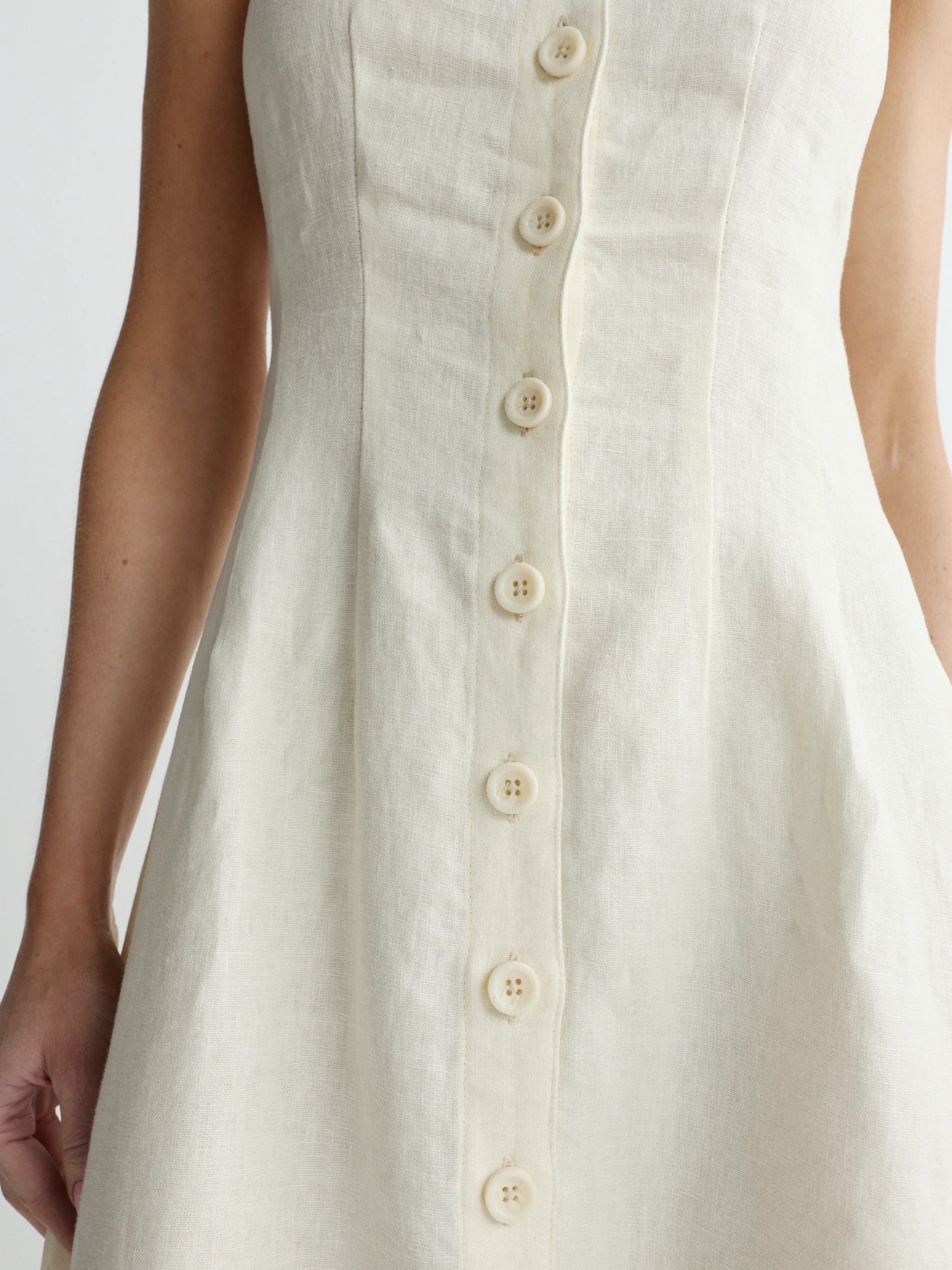 MONTAUK DRESS SLEEVLESS - CREMA LINEN