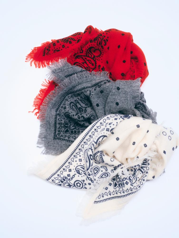 CASHMERE PRINTED BANDANA - SOFT WHITE COMBO