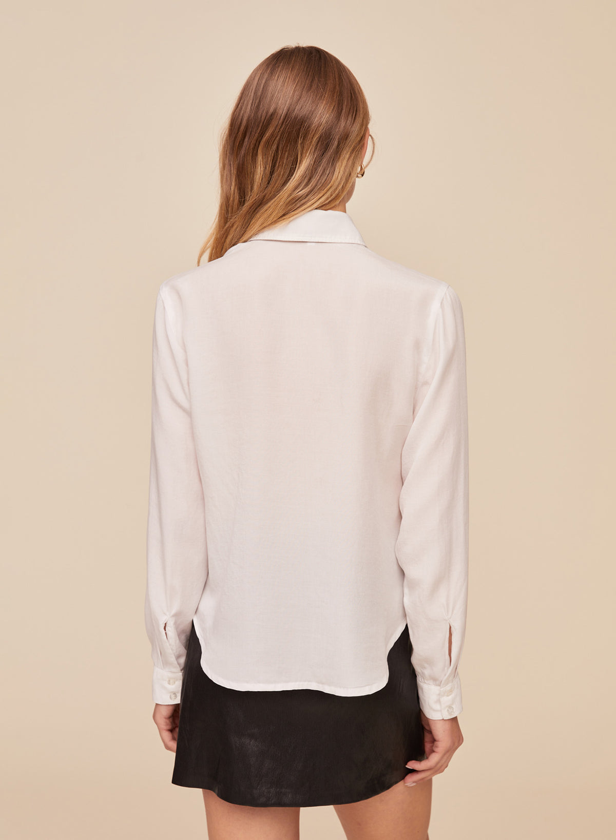 LONG SLEEVE SHIRT WITH NECK TIE - WHITE