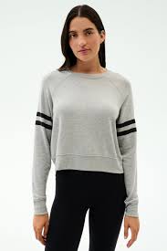 BROOKS STRIPE FLEECE SWEATER - HEATHER GREY/BLACK