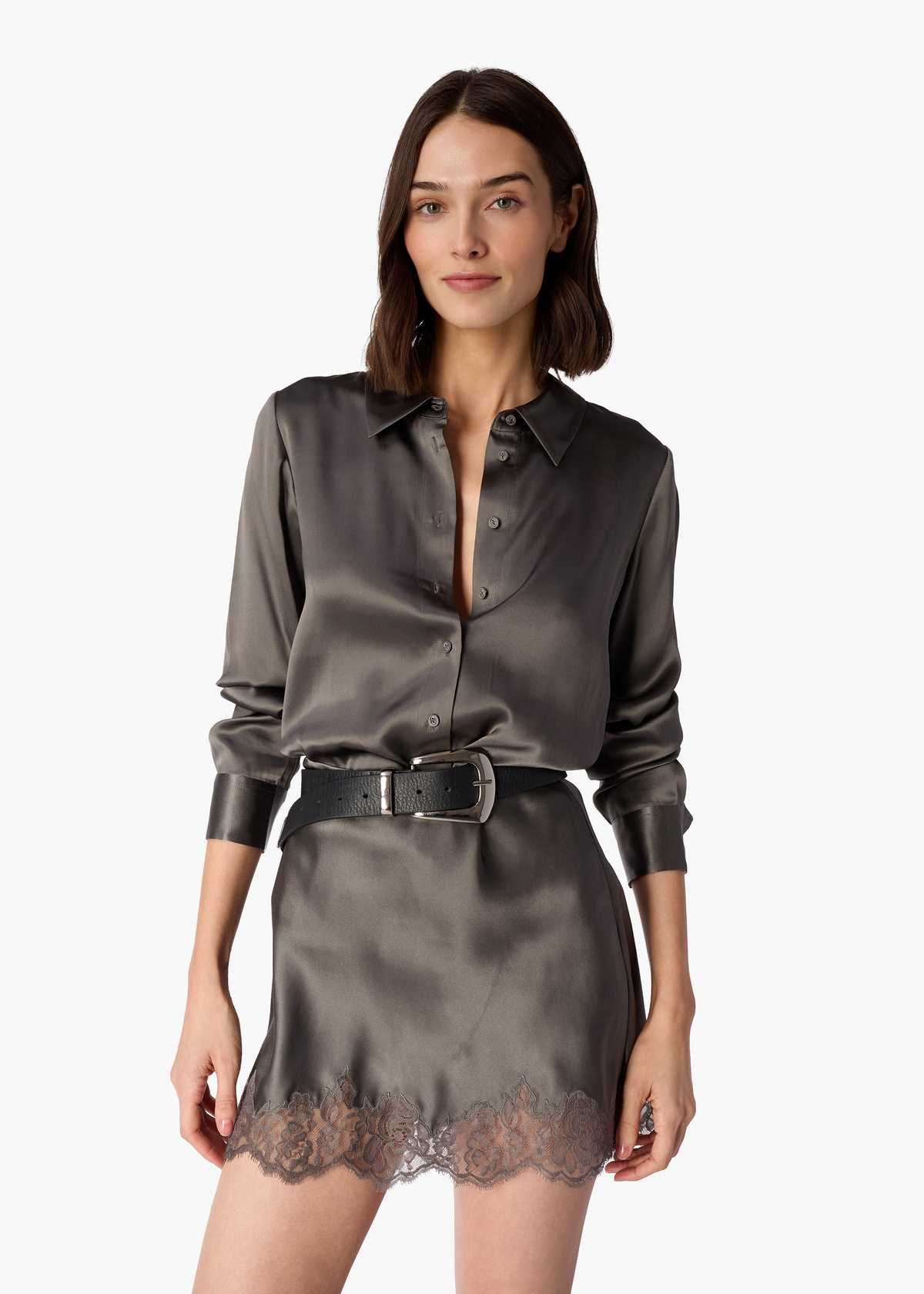 CROSBY BLOUSE - GUNMETAL