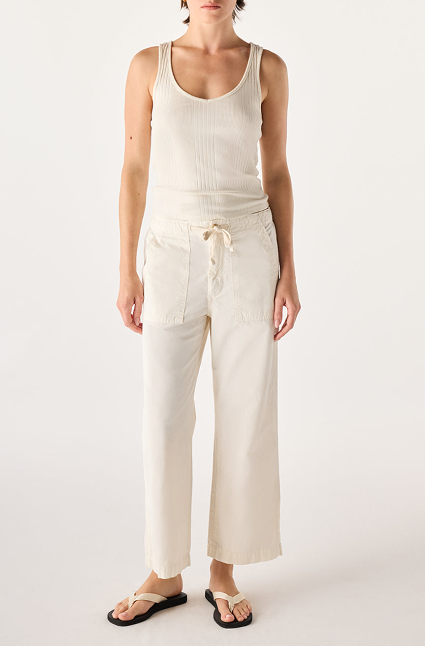 EASY DRAWSTRING SLOUCH CROP - BONE