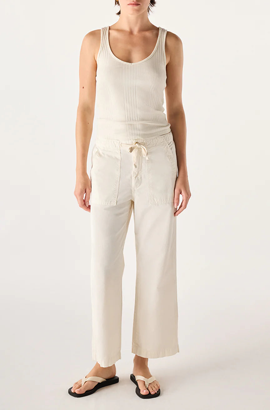 EASY DRAWSTRING SLOUCH CROP - BONE