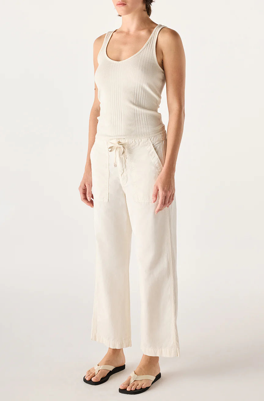 EASY DRAWSTRING SLOUCH CROP - BONE