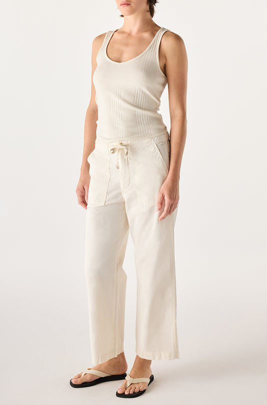 EASY DRAWSTRING SLOUCH CROP - BONE