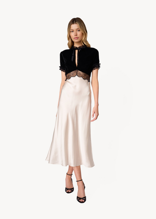 TOMLYNN SILK MIDI DRESS - OAT