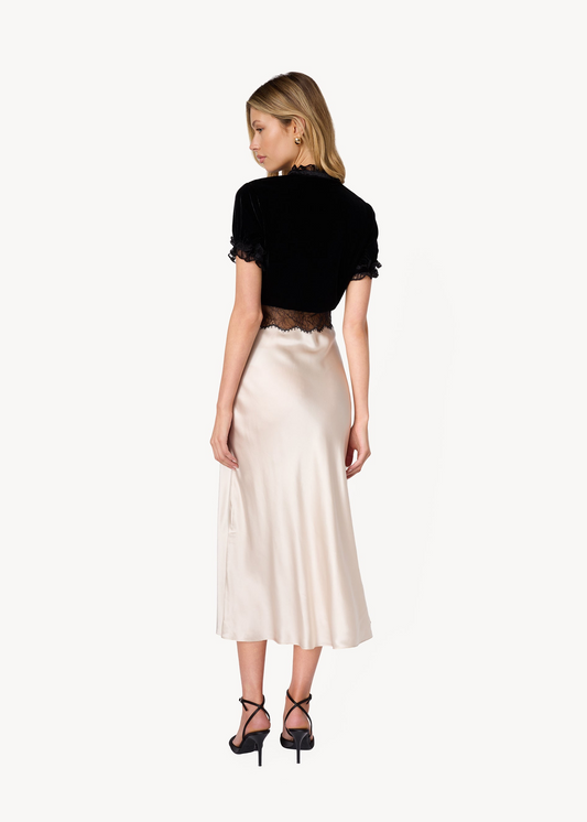 TOMLYNN SILK MIDI DRESS - OAT