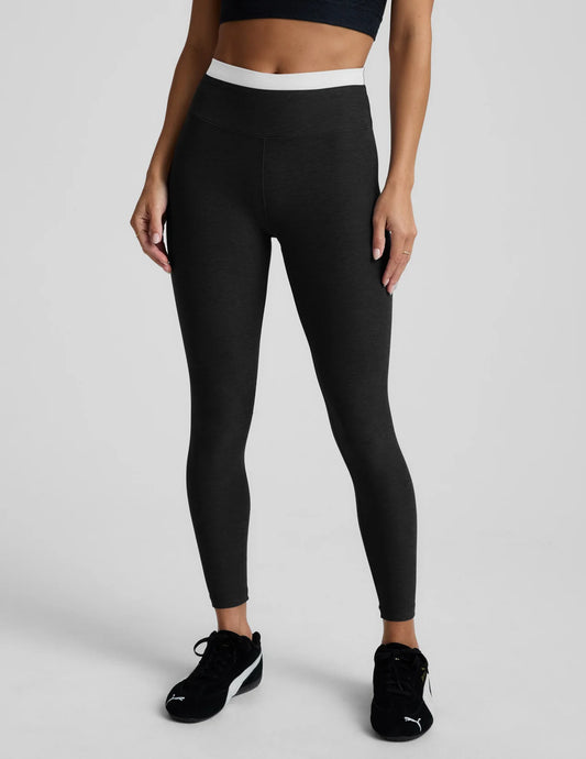 SPACEDYE LAYERED HIGH WAISTED MIDI LEGGING - DARKEST NIGHT