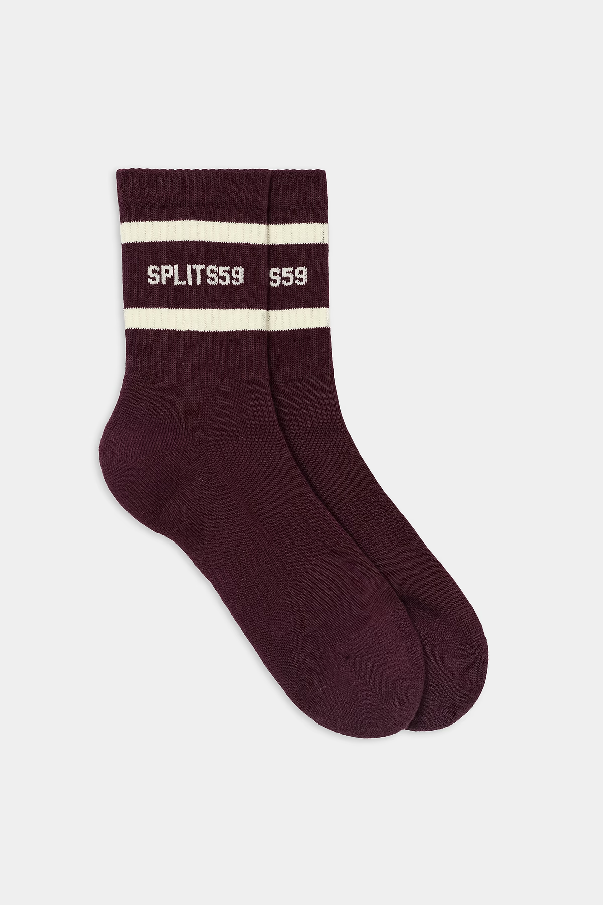 LOGO STRIPE QUARTER SOCKS - DARK CHERRY/CREME