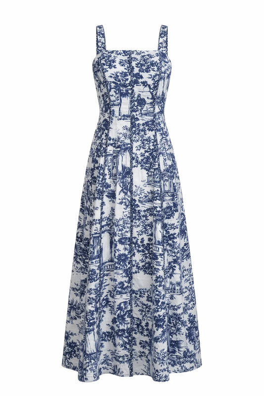 LOREN MIDI - NAVY TOILE