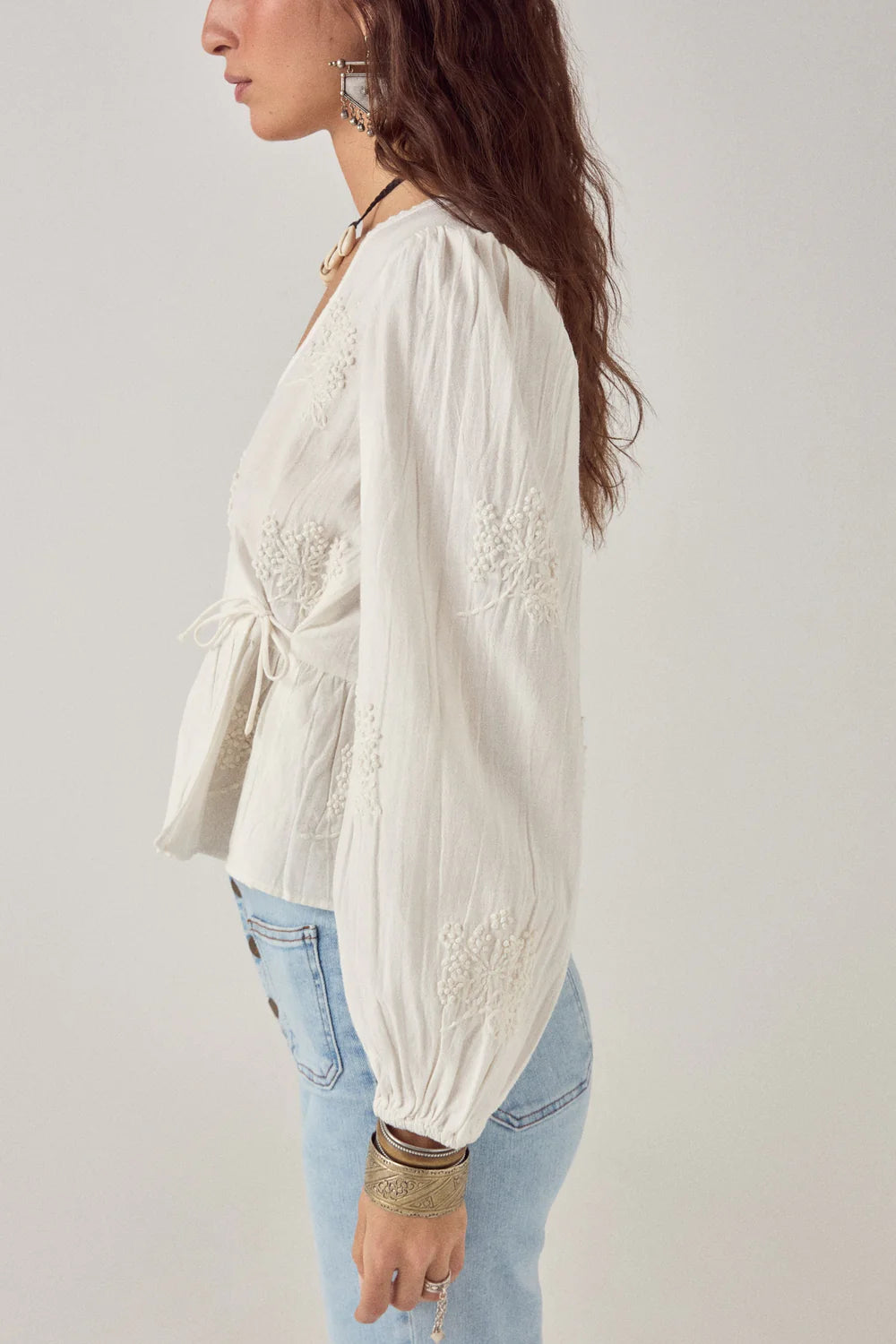 WHITE MAGNOLIA SALMA BLOUSE - PANNA COTTA