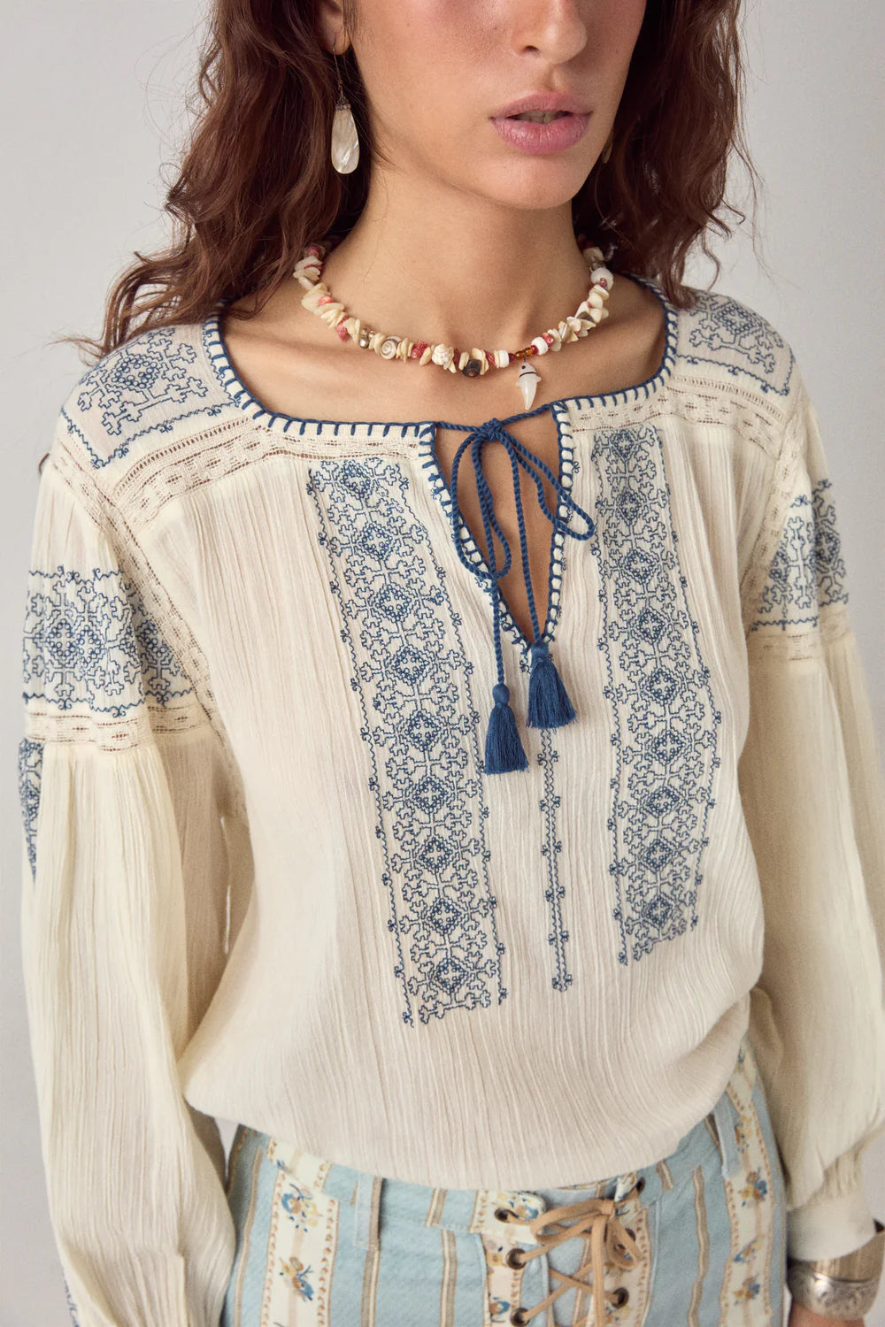 INDIGO POET CLAUDIA BLOUSE - LAPIS LAZULI