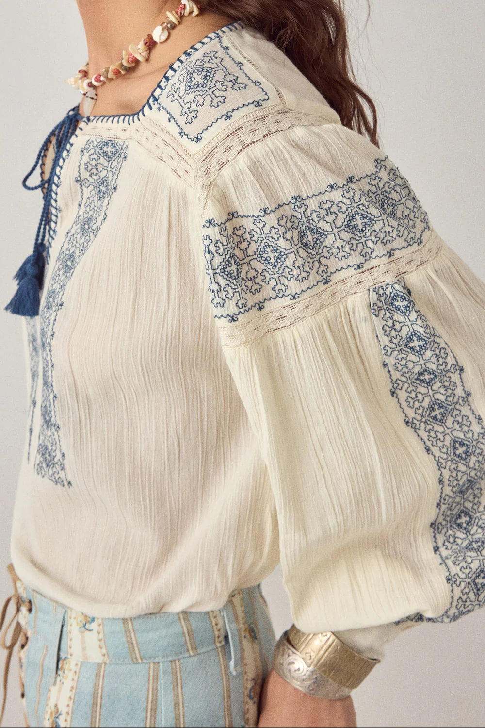 INDIGO POET CLAUDIA BLOUSE - LAPIS LAZULI