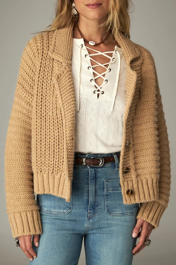 NORMANDIE-ELSA CARDIGAN - CARAMEL