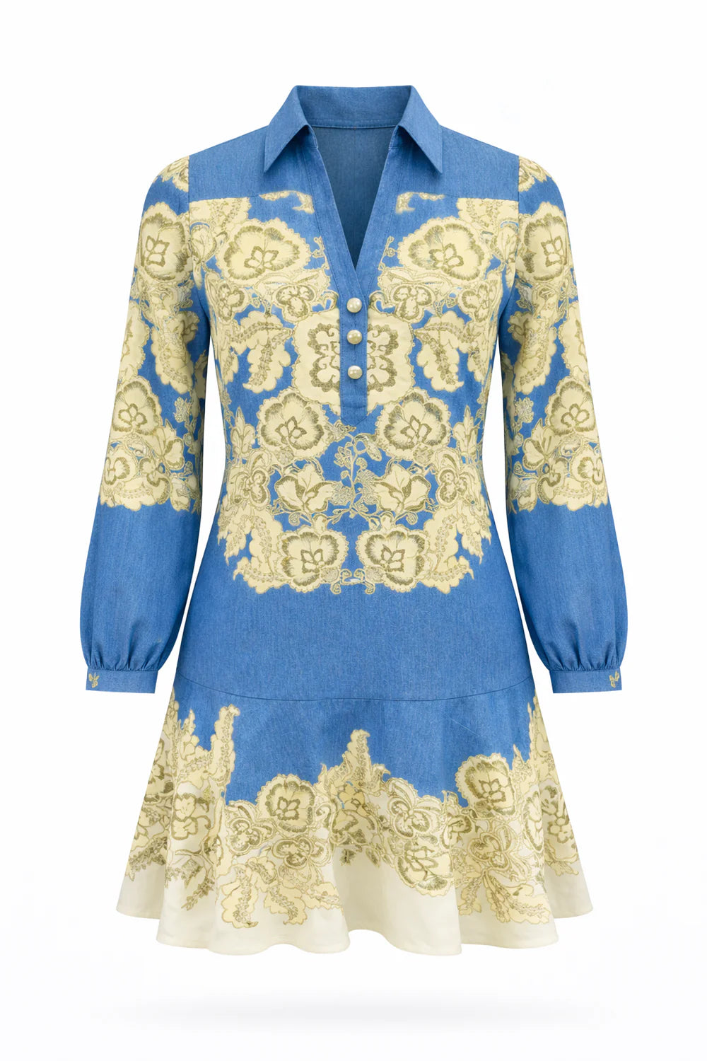 MINA DRESS - CHAMBRAY FLORAL