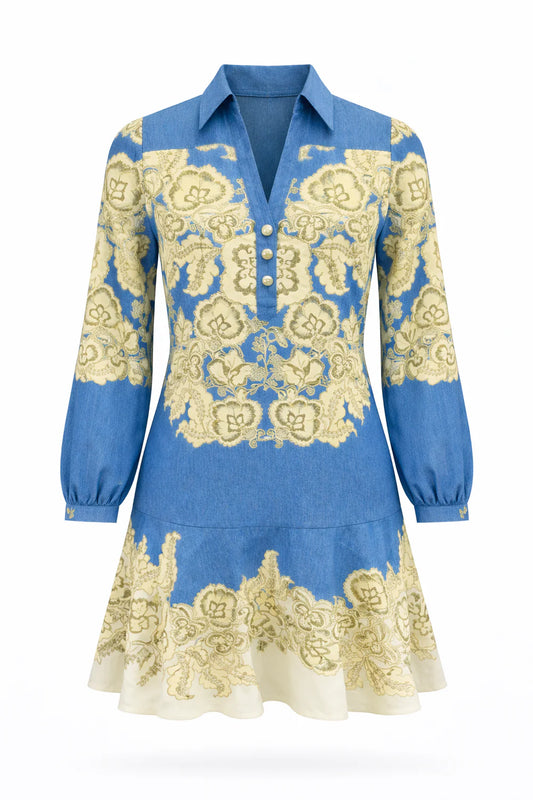 MINA DRESS - CHAMBRAY FLORAL