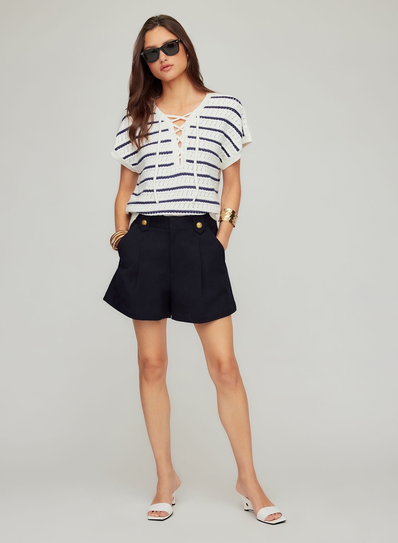 CASSIDY PLEATED SHORTS - MIDNIGHT BLUE