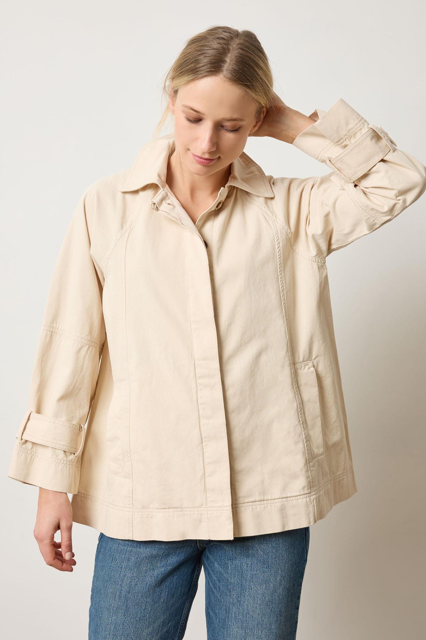 COLLARED TWILL JACKET - EGGSHELL