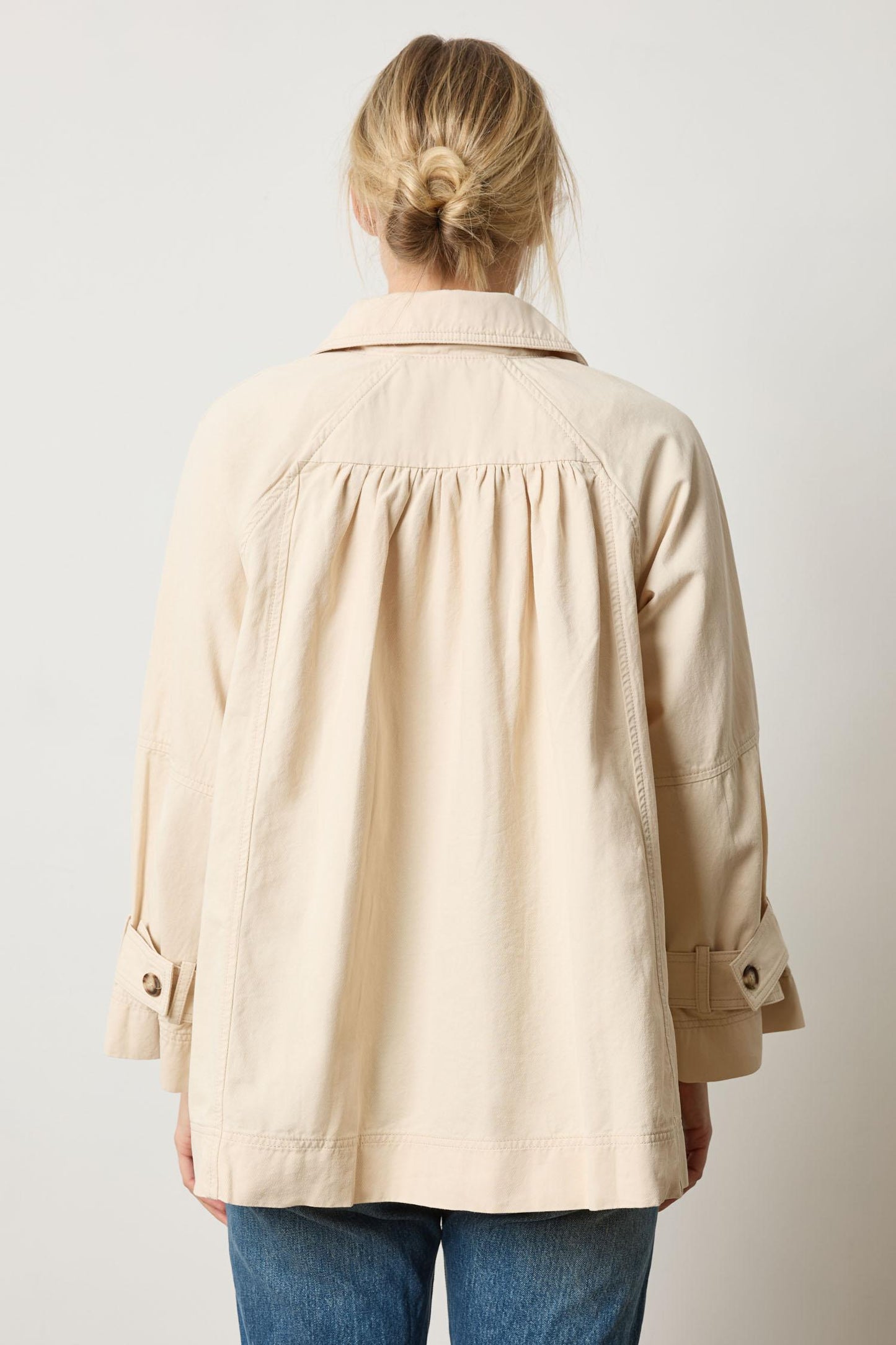 COLLARED TWILL JACKET - EGGSHELL