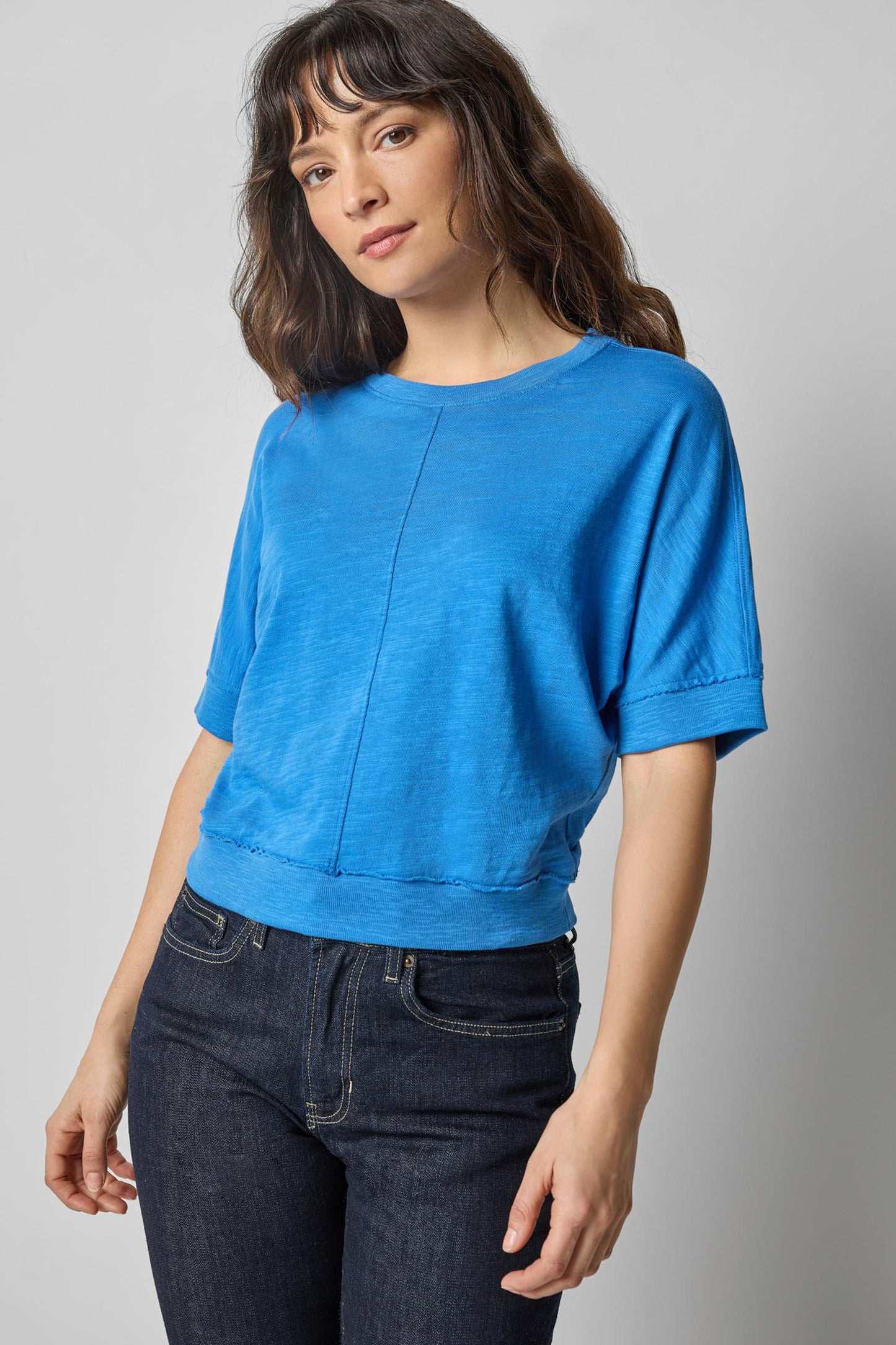 RIB TRIM SHORT SLEEVE - LAPIS