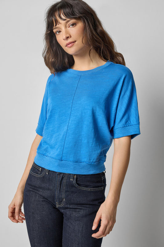 RIB TRIM SHORT SLEEVE - LAPIS