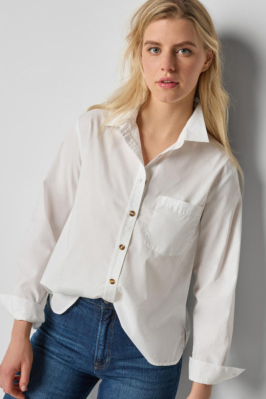 STRIPED BUTTON DOWN SHIRT - WHITE