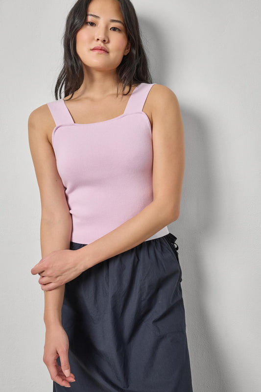 WIDE STRAP KNIT TANK - LAVENDER
