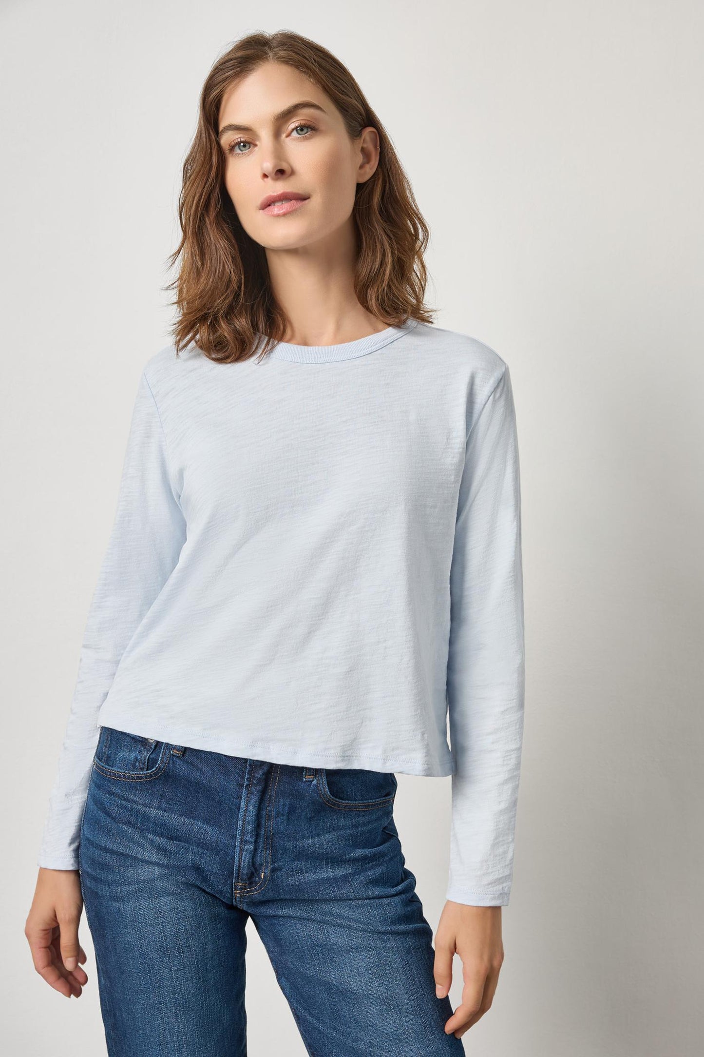 LONG SLEEVE CROPPED BOYFRIEND - GLASS