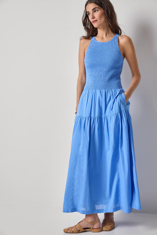 SMOCKED BODICE MAXI DRESS - ULTRAMARINE