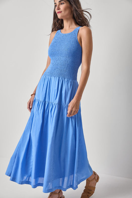 SMOCKED BODICE MAXI DRESS - ULTRAMARINE