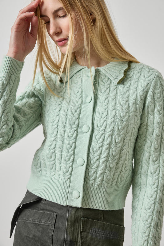 LONG SLEEVE POLO CARDIGAN (WINTER MINT)