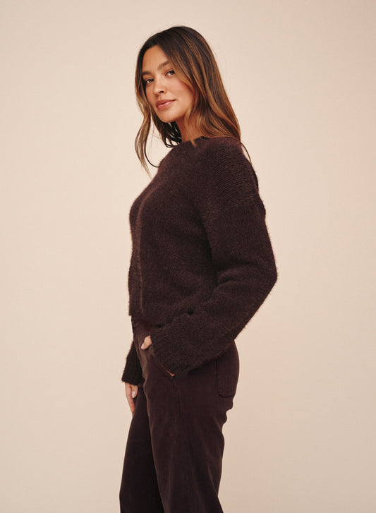 DROP SHOULDER SWEATER - CHESTNUT BROWN
