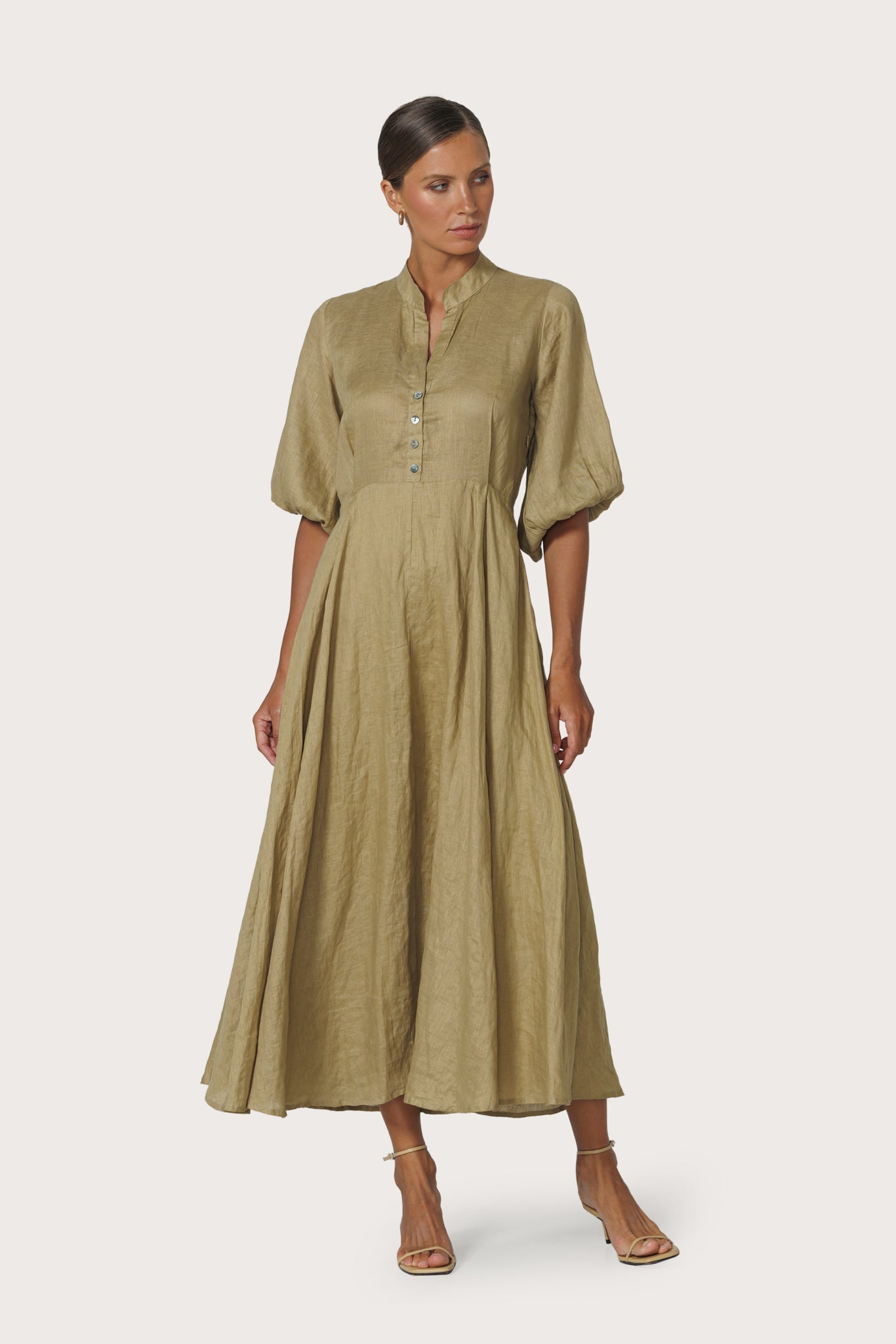 KENNY LINEN MAXI DRESS - CAFE