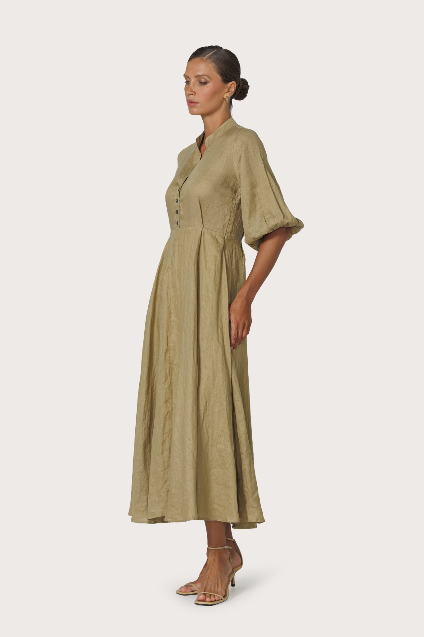 KENNY LINEN MAXI DRESS - CAFE