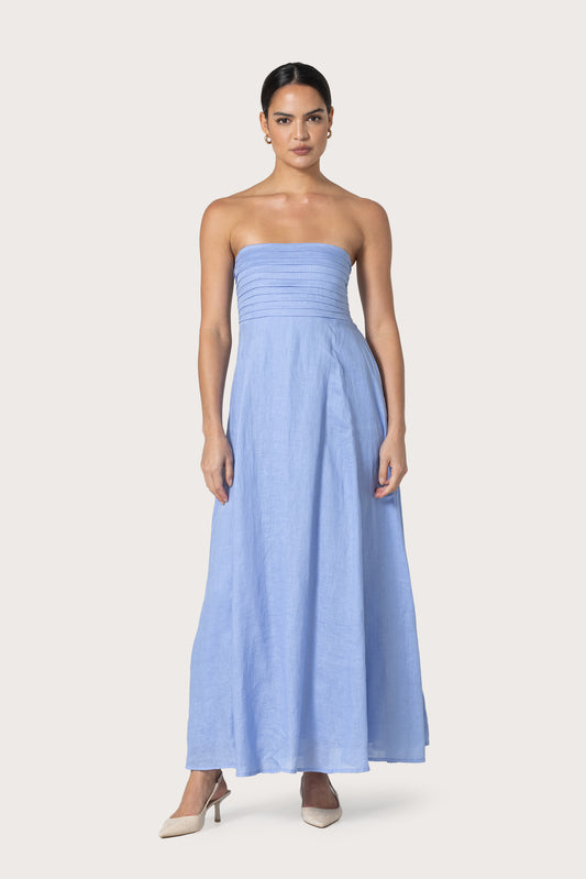 TALIA LINEN MAXI DRESS - SKY BLU