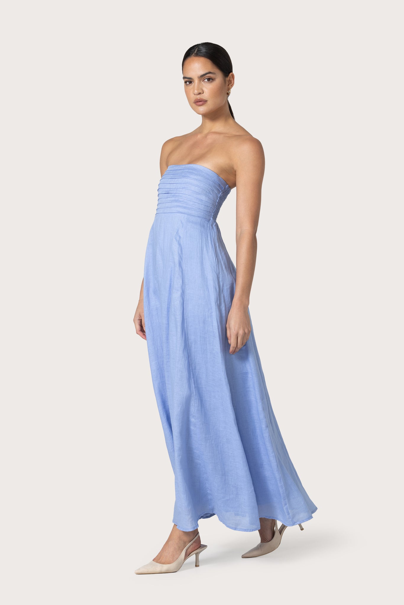 TALIA LINEN MAXI DRESS - SKY BLU