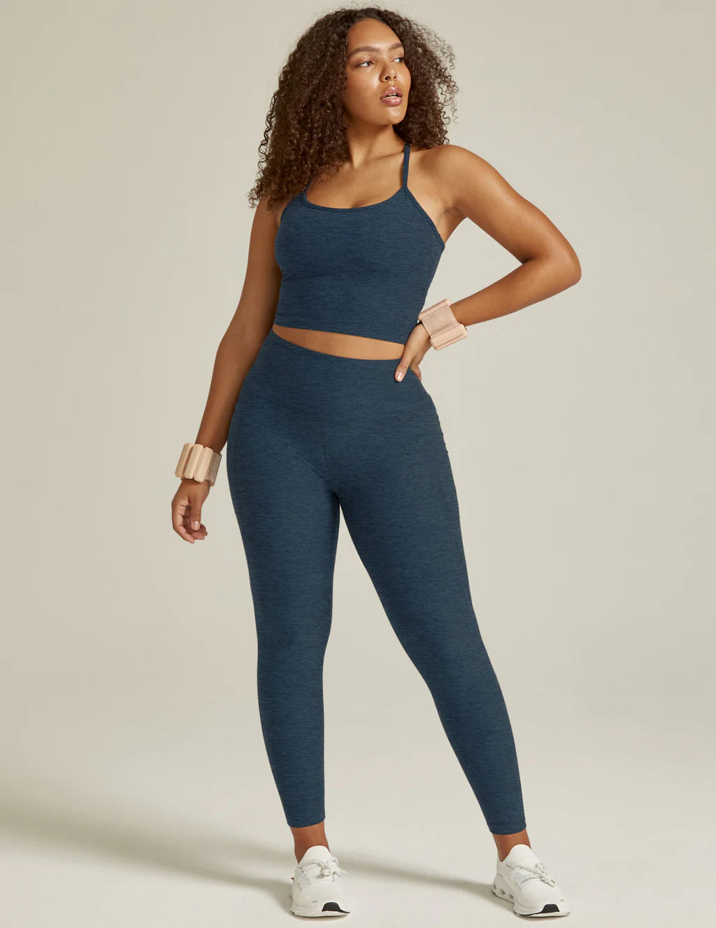 SPACEDYE SLIM RACERBACK CROPPED TANK - NOCTURNAL NAVY