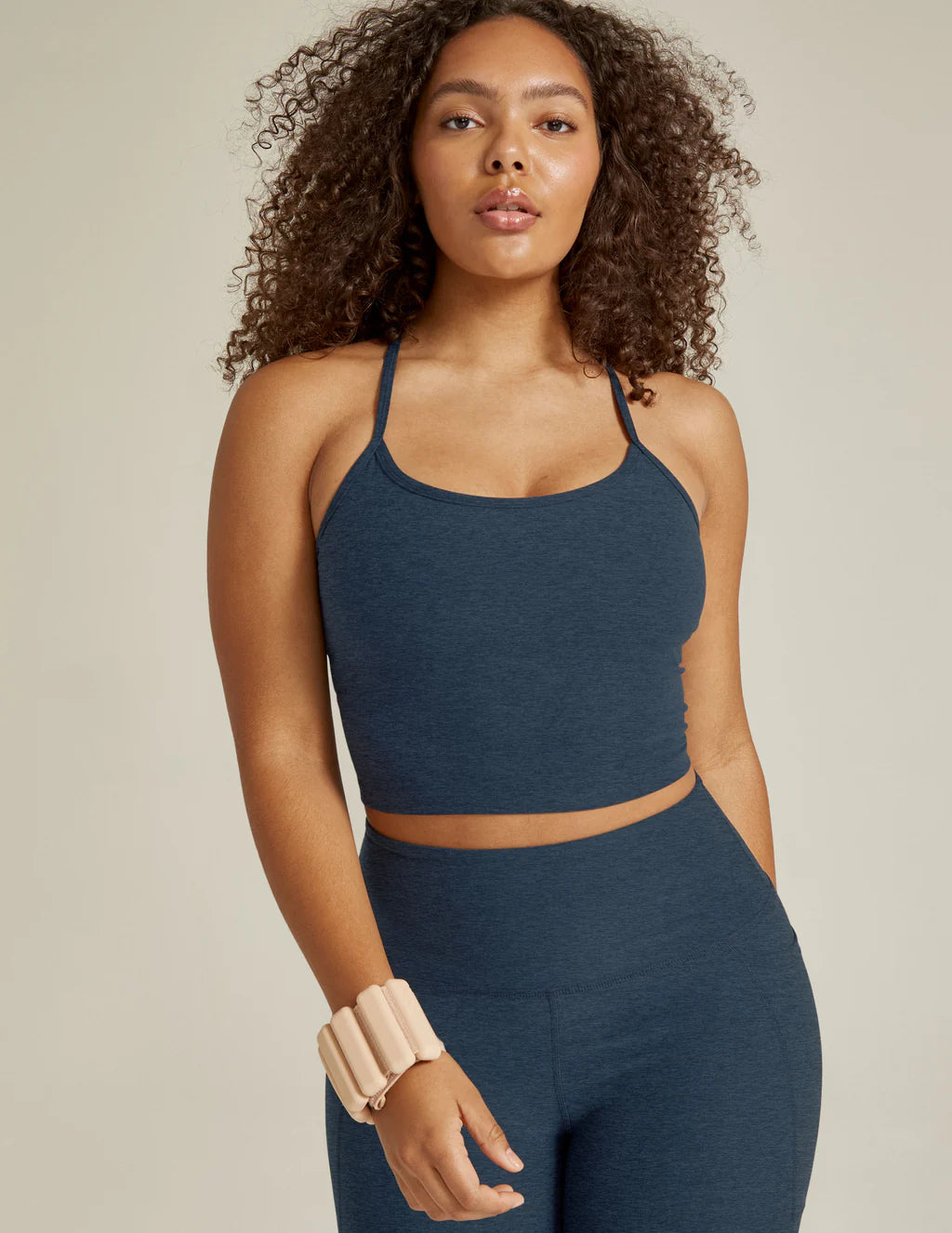 SPACEDYE SLIM RACERBACK CROPPED TANK - NOCTURNAL NAVY