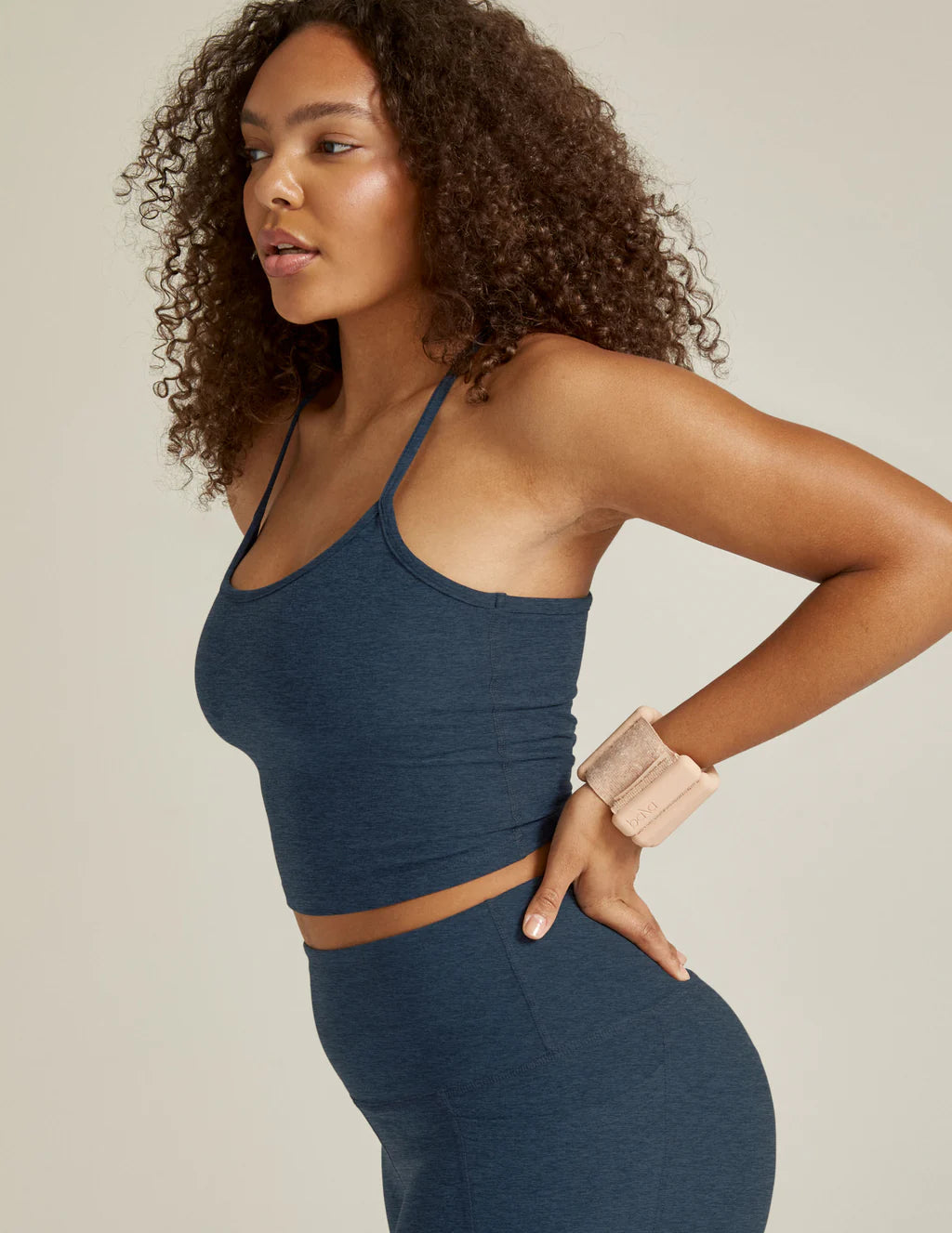 SPACEDYE SLIM RACERBACK CROPPED TANK - NOCTURNAL NAVY