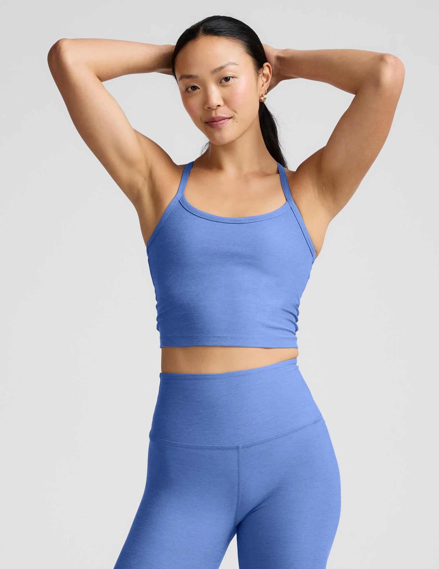 SPACEDYE SLIM RACERBACK CROPPED TANK - WILD FLOWER BLUE HEATHER