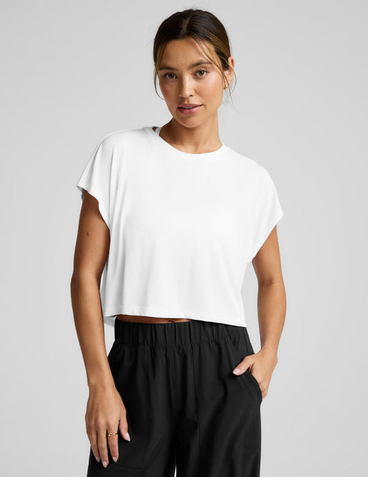 STUDIO LUXE CROPPED TEE - WHITE
