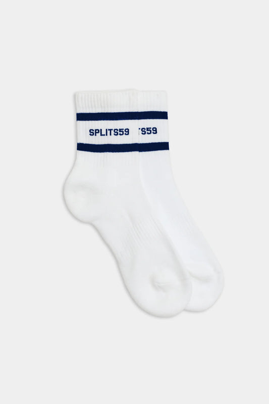 LOGO STRIPE QUARTER SOCKS - WHITE/INDIGO